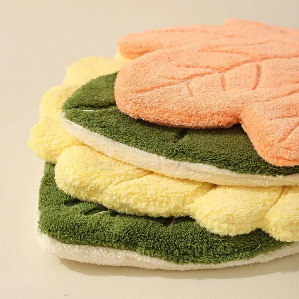 Double-Layer Leaf Hand Towel – Quick-Dry Hanging Cloth Hanging Hand Towel Babs