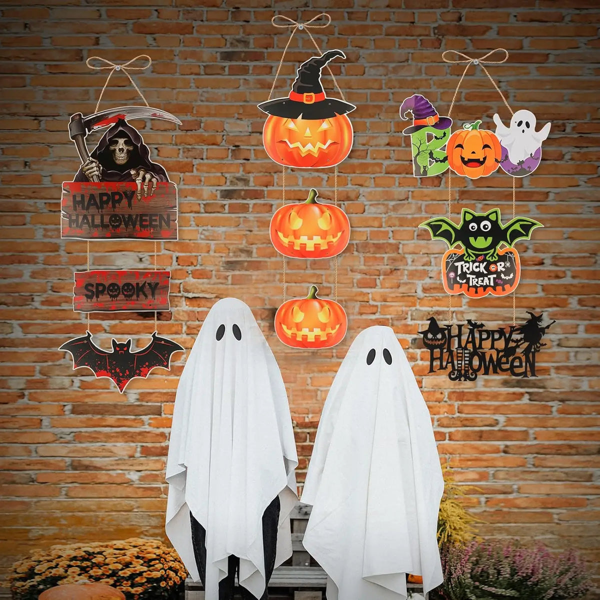 Halloween Pumpkin Door Hanger – Rustic Spooky Wall Plaque Halloween Door Hanger Babs