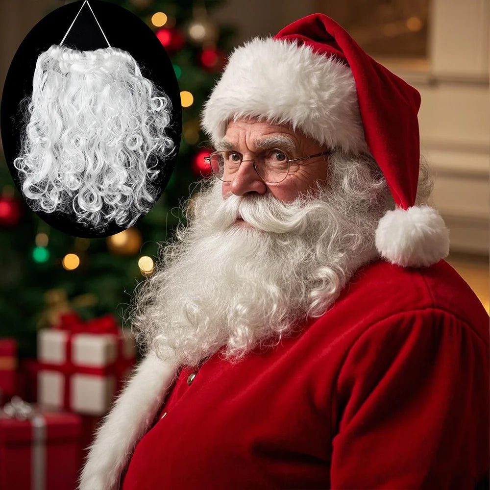 Realistic White Santa Fake Beard – Christmas Costume Prop Costume Accessory Babs