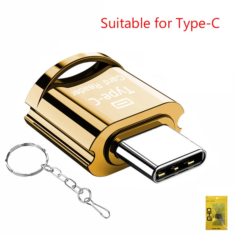 TF Card to USB-C OTG Adapter – Fast MicroSD Card Reader Memory Card Reader Babs 21MM golden