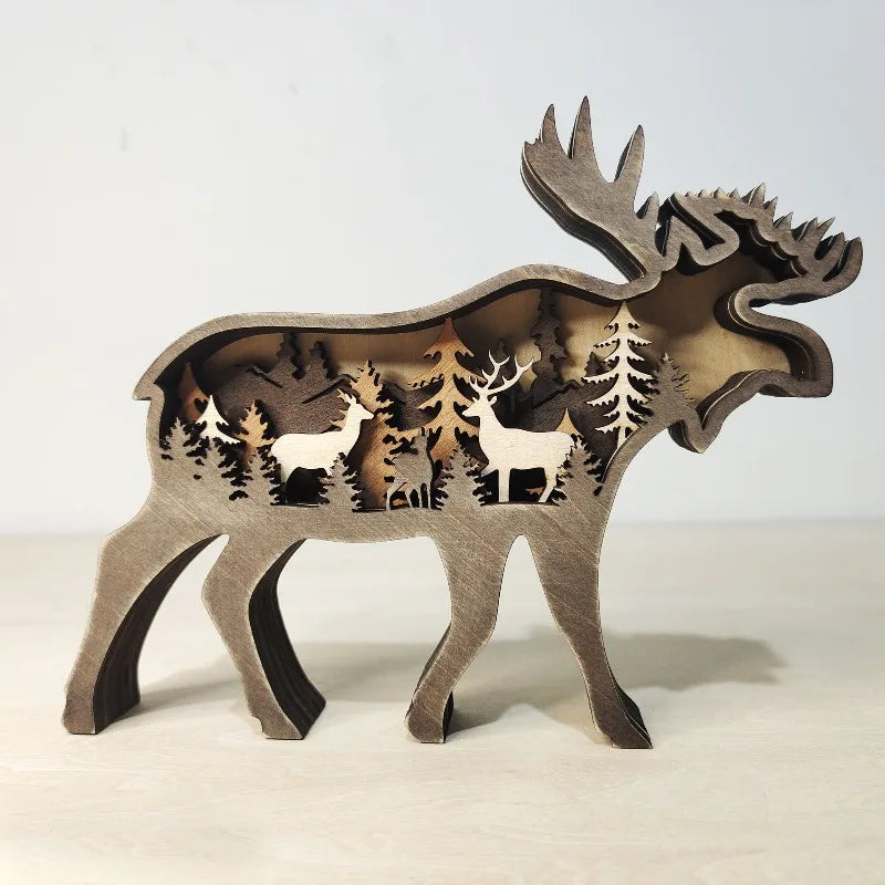 Wooden Multi-Layer Carved Animal Ornament | Home Décor Wooden Carved Ornament Babs