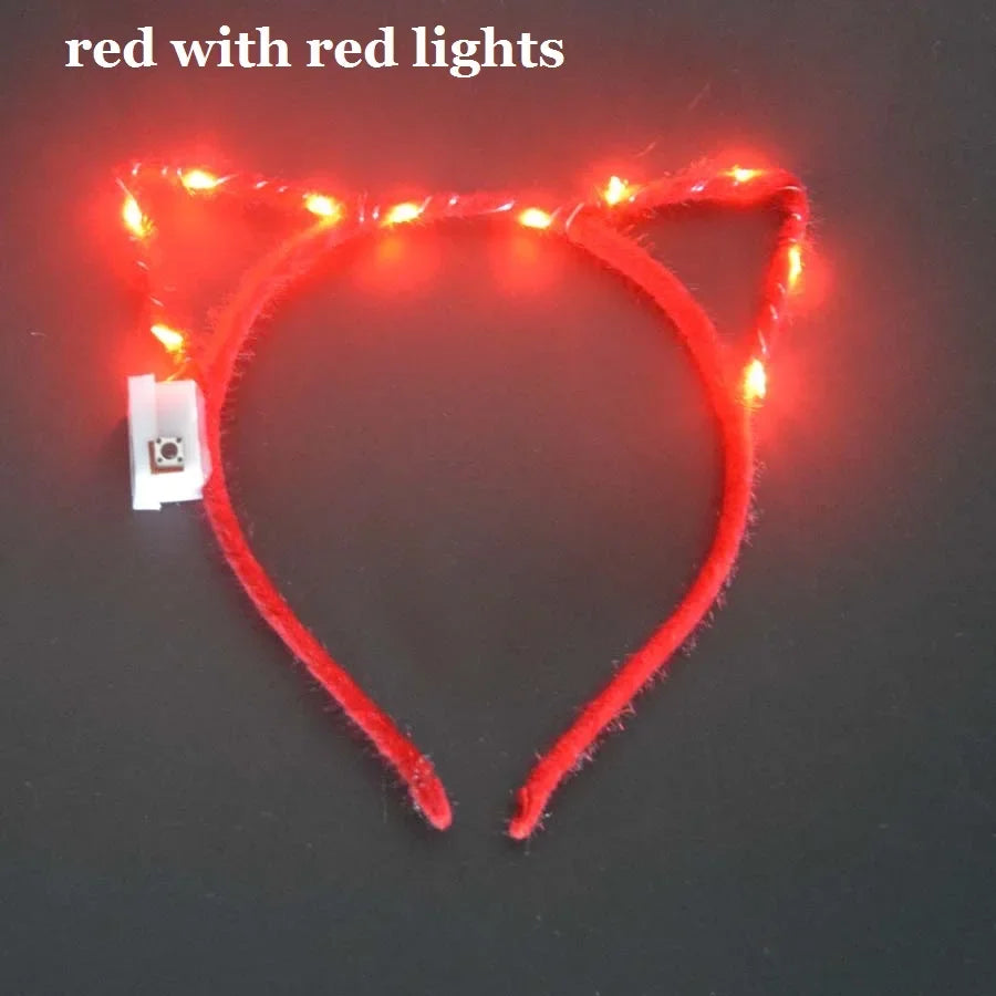 LED Flashing Cat & Fox Ears Headband – Glowing Party Hair Hoop