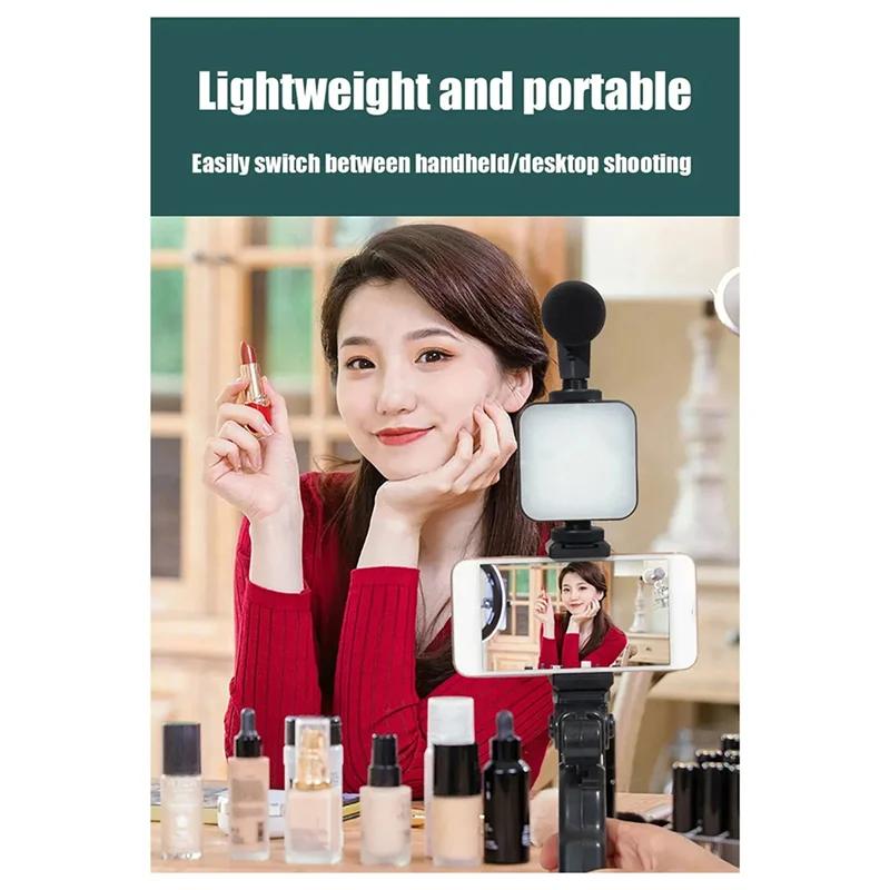 All-in-One Vlog Kit – LED Fill Light, Microphone & Tripod Video Creator Kit Babs Black
