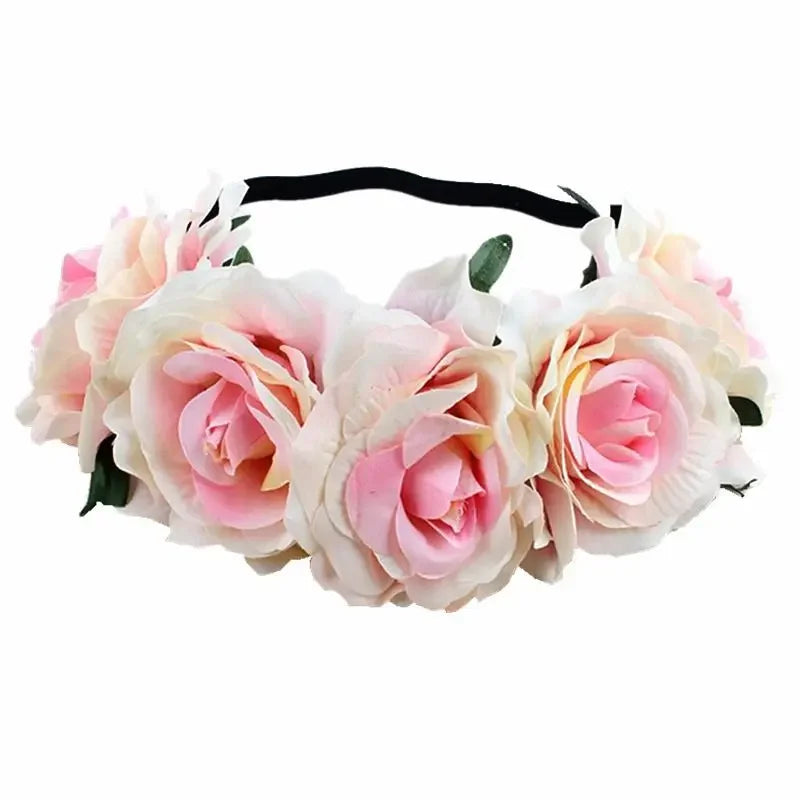 10-Pack Rose Flower Headband Wreath – Wedding & Party Set Floral Wreath Headband Babs 19