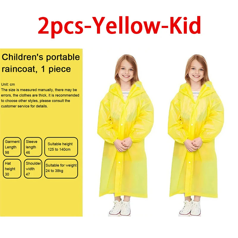 Kids Waterproof Raincoat Poncho – Boys & Girls Ages 7–11 Kids Raincoat Poncho Babs 2pcs-Yellow-Kid One size fits all