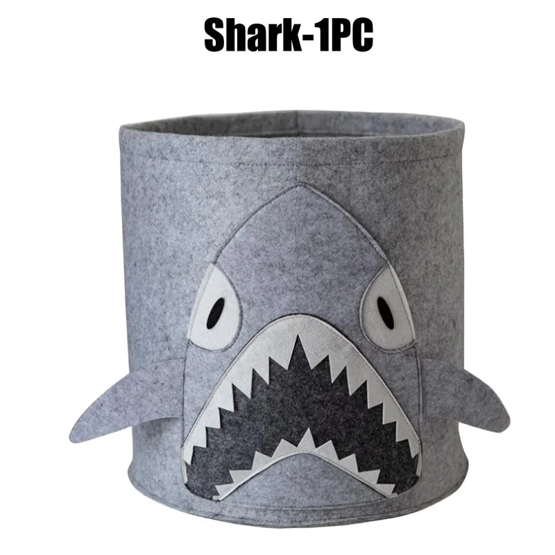 Foldable Cartoon Kids Felt Storage Basket & Toy Organizer Kids Storage Basket Babs Shark-1PC 35x35CM