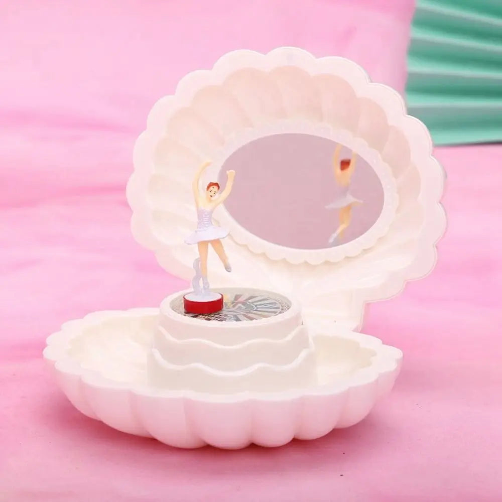 Shell Rotating Music Box – Dancing Girl Jewelry Box with Mirror Decorative Music Box Babs
