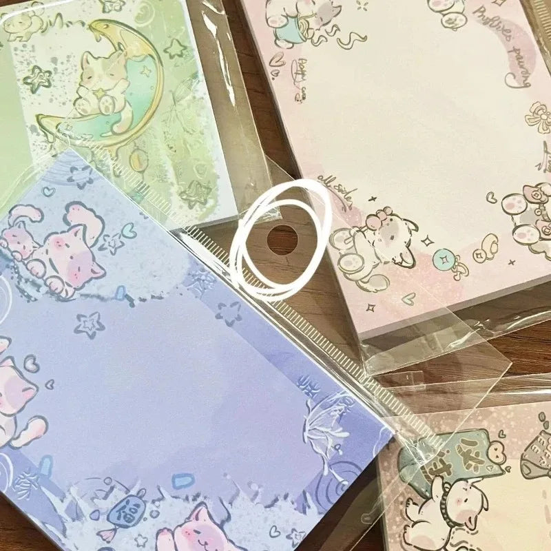 4-Pack Cute Cat Memo Pads – Tearable Cartoon Note Books Cartoon Memo Pads Babs