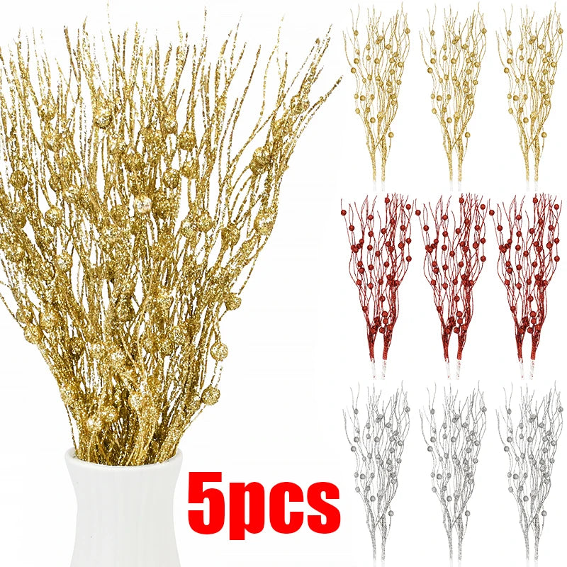 Christmas Glitter Berry Stem Branches – Xmas Tree & Vase Decor Christmas Tree Ornament Babs