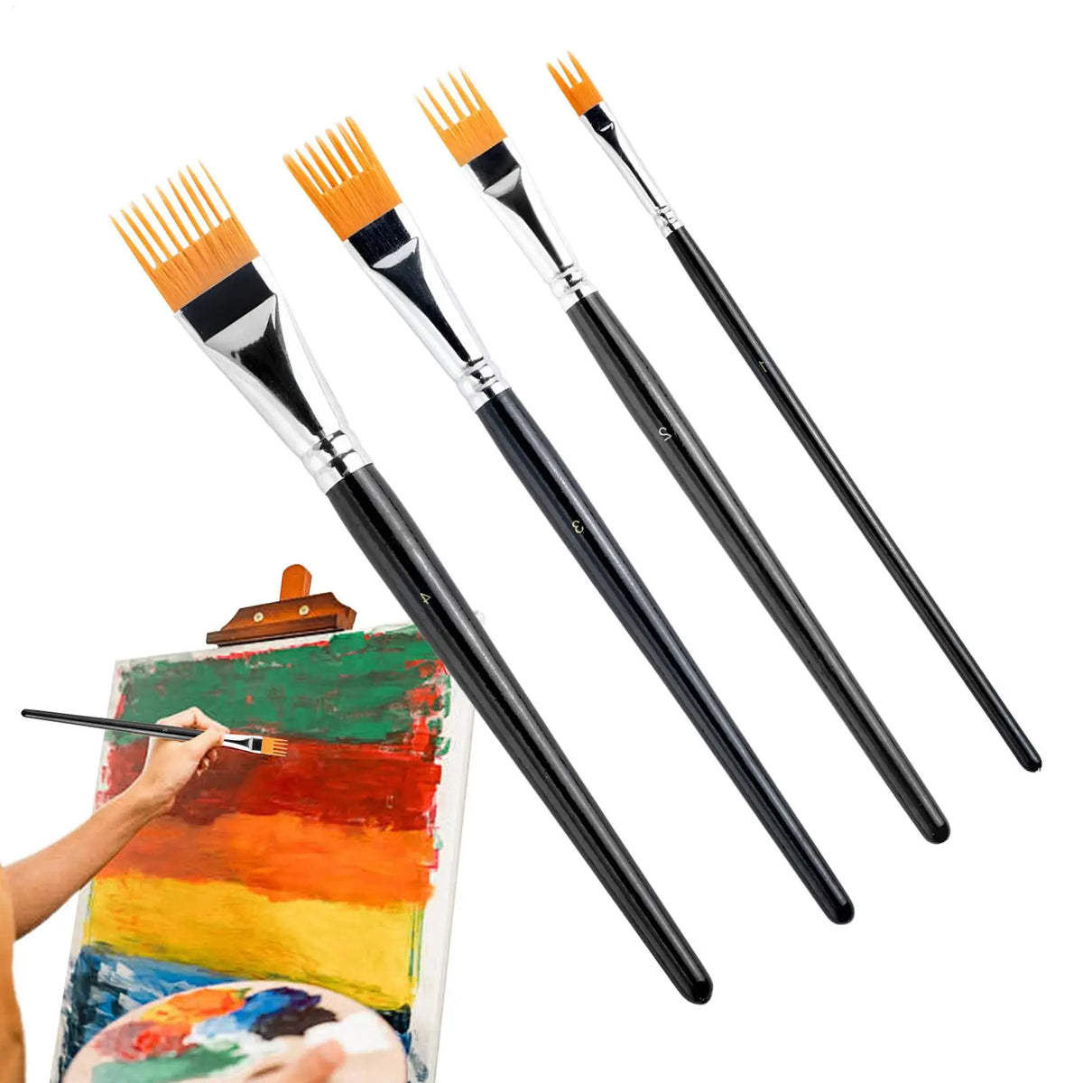 4-Piece Serrated Paintbrush Set – Watercolor, Oil & Art Brushes Art Paintbrush Set Babs