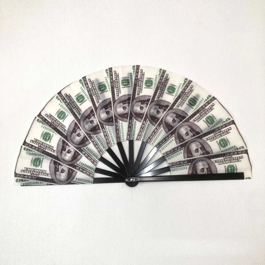 Large Carnival Folding Fan – Neon Mushroom Pattern, Unisex Decorative Folding Fan Babs Dollar