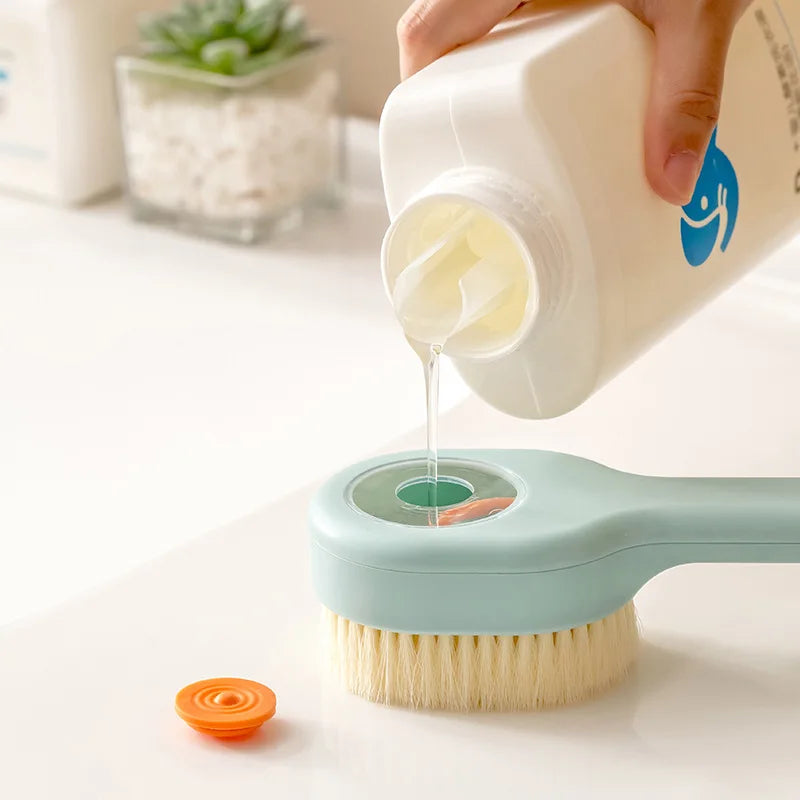 Long Handle Back Scrubber with Soap Dispenser & Soft Bristles Back Scrubber Brush Babs