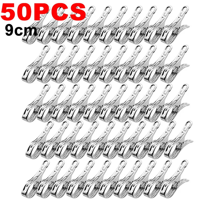Stainless Steel Clothespins 100-Pack – Heavy-Duty Clothes Clips Clothes Pegs Babs 9cm-50pcs