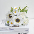 Silk Peony Sunflower Daisy Artificial Flowers – Home & Wedding Artificial Flower Stems Babs White 1PC