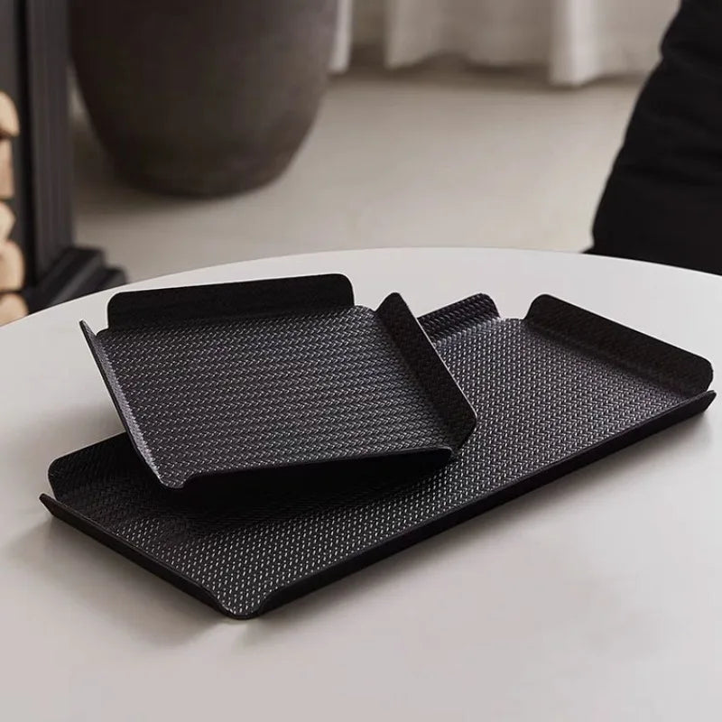 Modern Metal & Leather Storage Tray – Minimalist Desk Organizer Decorative Storage Tray Babs