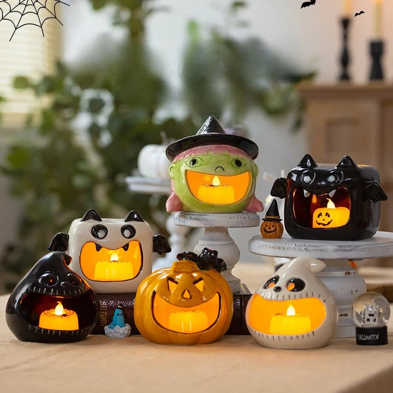 Halloween Ceramic Ghost Candlestick – Pumpkin Bat Candle Holder Ceramic Candle Holder Babs
