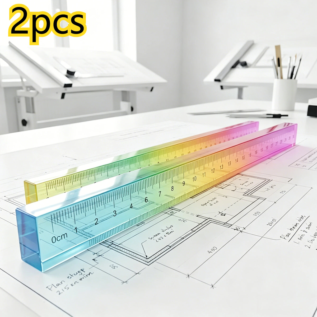 2pcs Color Gradient Acrylic Ruler 30cm – Drawing & Drafting Acrylic Drawing Ruler Babs