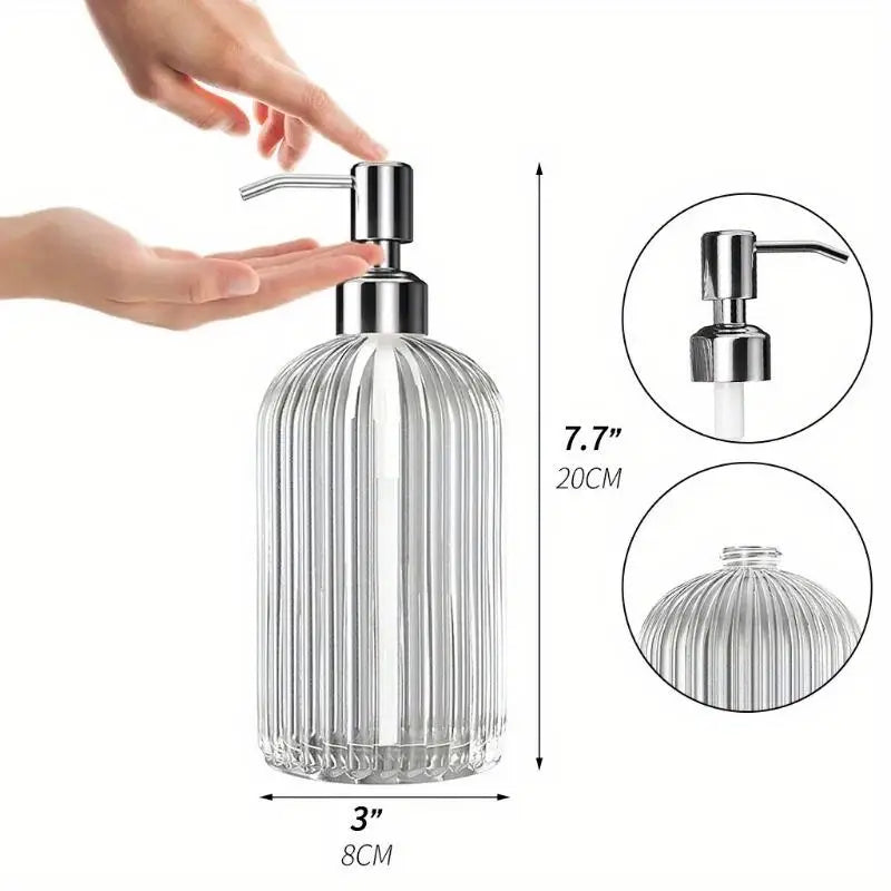 Large Clear Glass Soap Dispenser – Press Pump Bottle Glass Soap Dispenser Babs