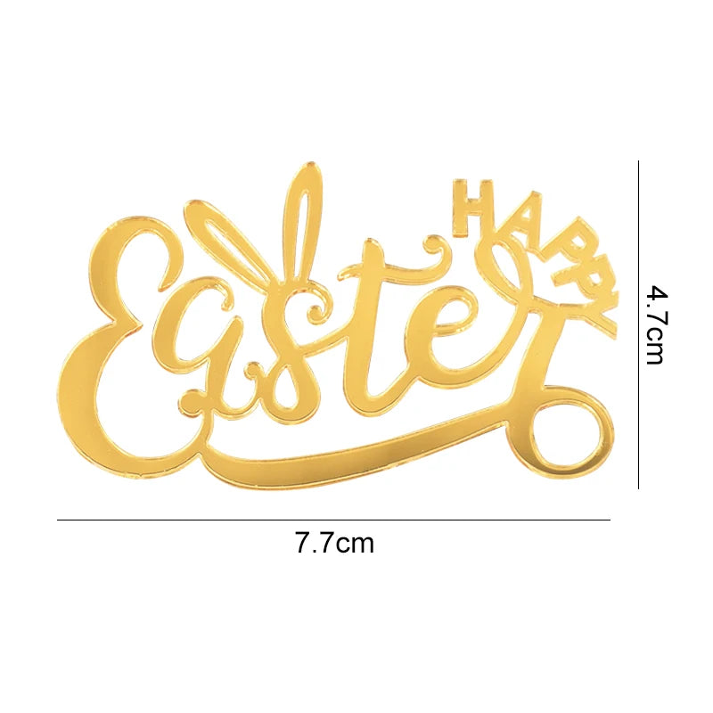 5Pcs Easter Bunny Gold Acrylic Cupcake Toppers – Party Decor Cupcake Toppers Babs 5Pcs A