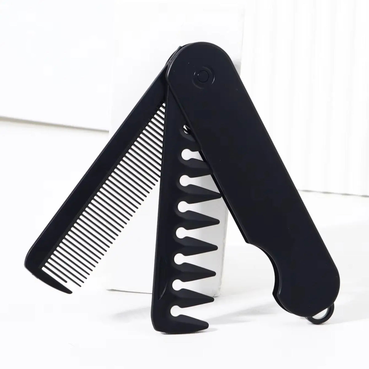 2-in-1 Folding Hair & Beard Comb – Dual Tooth Travel Comb Folding Beard Comb Babs