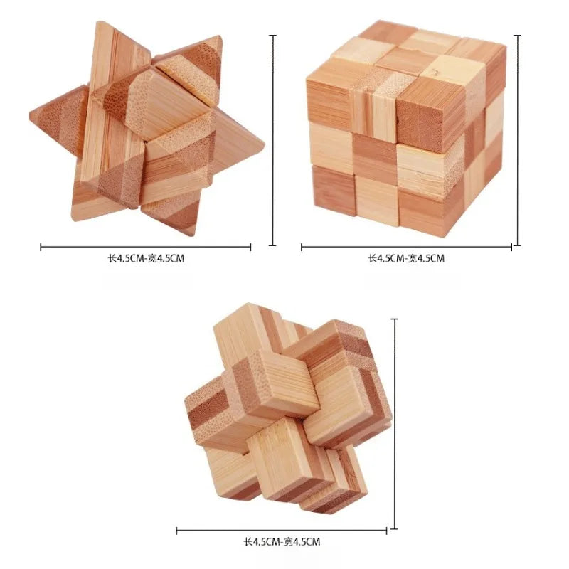 Bamboo Kongming Lock 3D Interlocking Puzzle Brain Teaser Toy 3D Interlocking Puzzle Babs