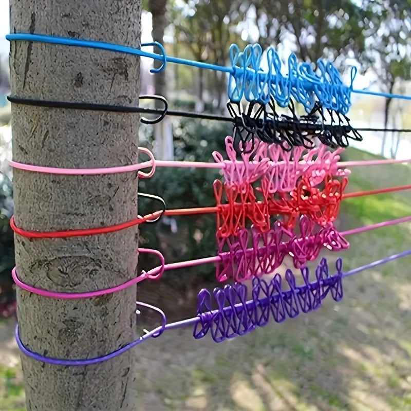 Portable Clothesline with 12 Clothespins – Retractable Travel Portable Clothesline Babs