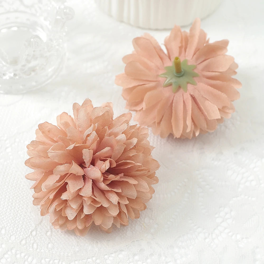 10 Pcs Orange Silk Chrysanthemum Artificial Flower Heads Decor Artificial Flower Heads Babs Light Coffee 10Pcs