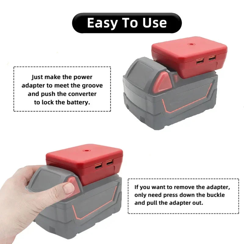 Dewalt 18V/20V & Milwaukee M18 Battery Adapter – Dual USB Battery USB Adapter Babs
