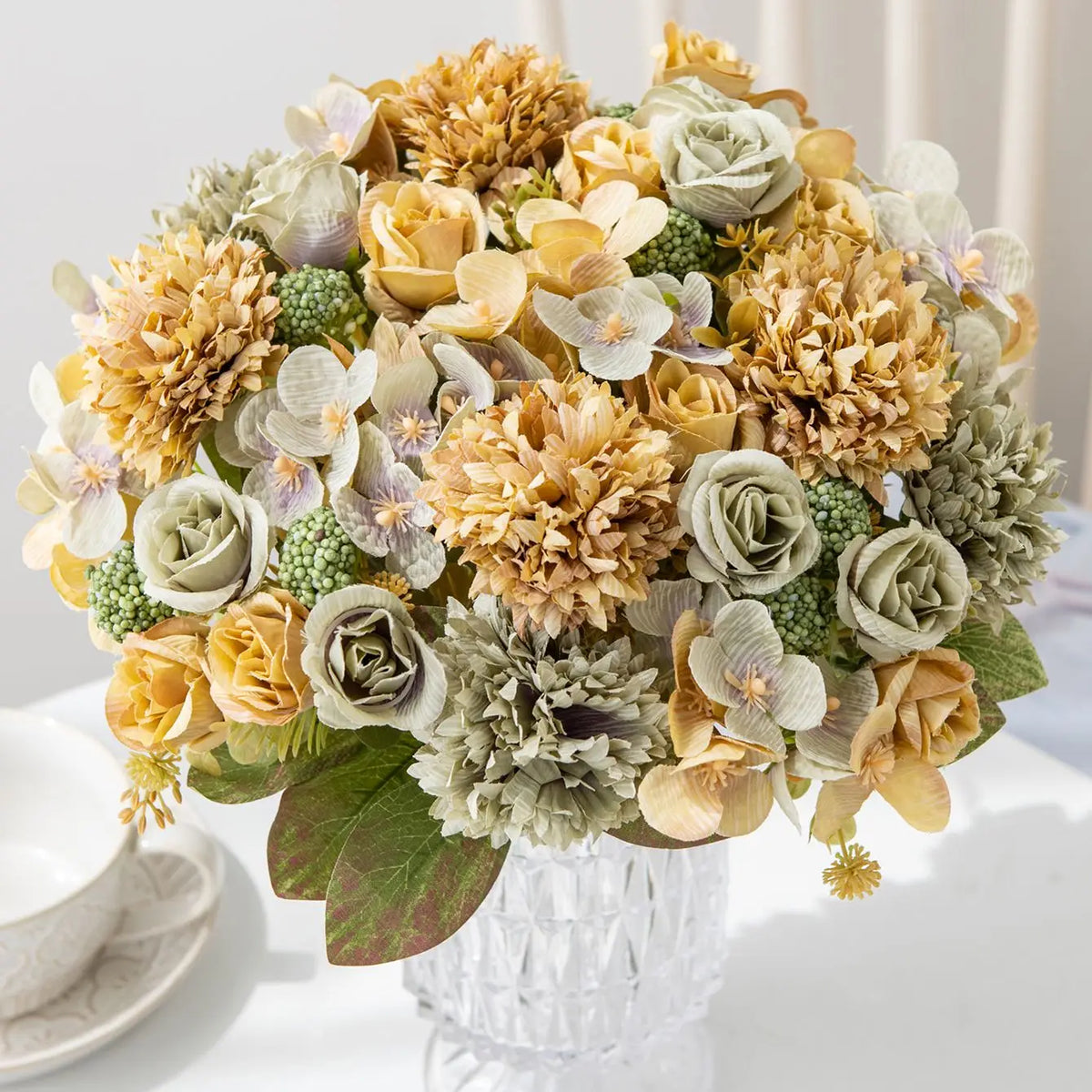 Artificial Silk Rose Chrysanthemum Bouquet – Wedding & Home Décor Artificial Flower Bouquet Babs