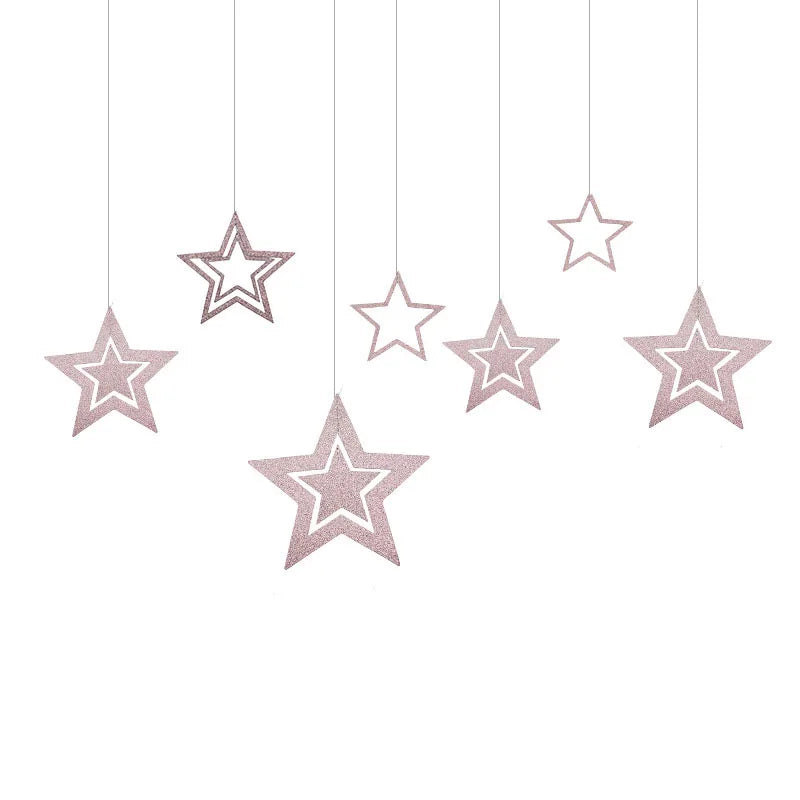 Rose Gold Hollow Star Paper Garland Banner | Party Decoration Party Garland Banner Babs Champagne