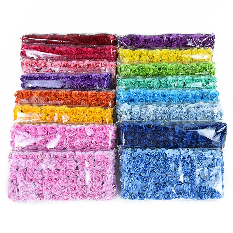 144pcs Mini 2cm Paper Rose Heads – Wedding & DIY Decor Artificial Flower Heads Babs