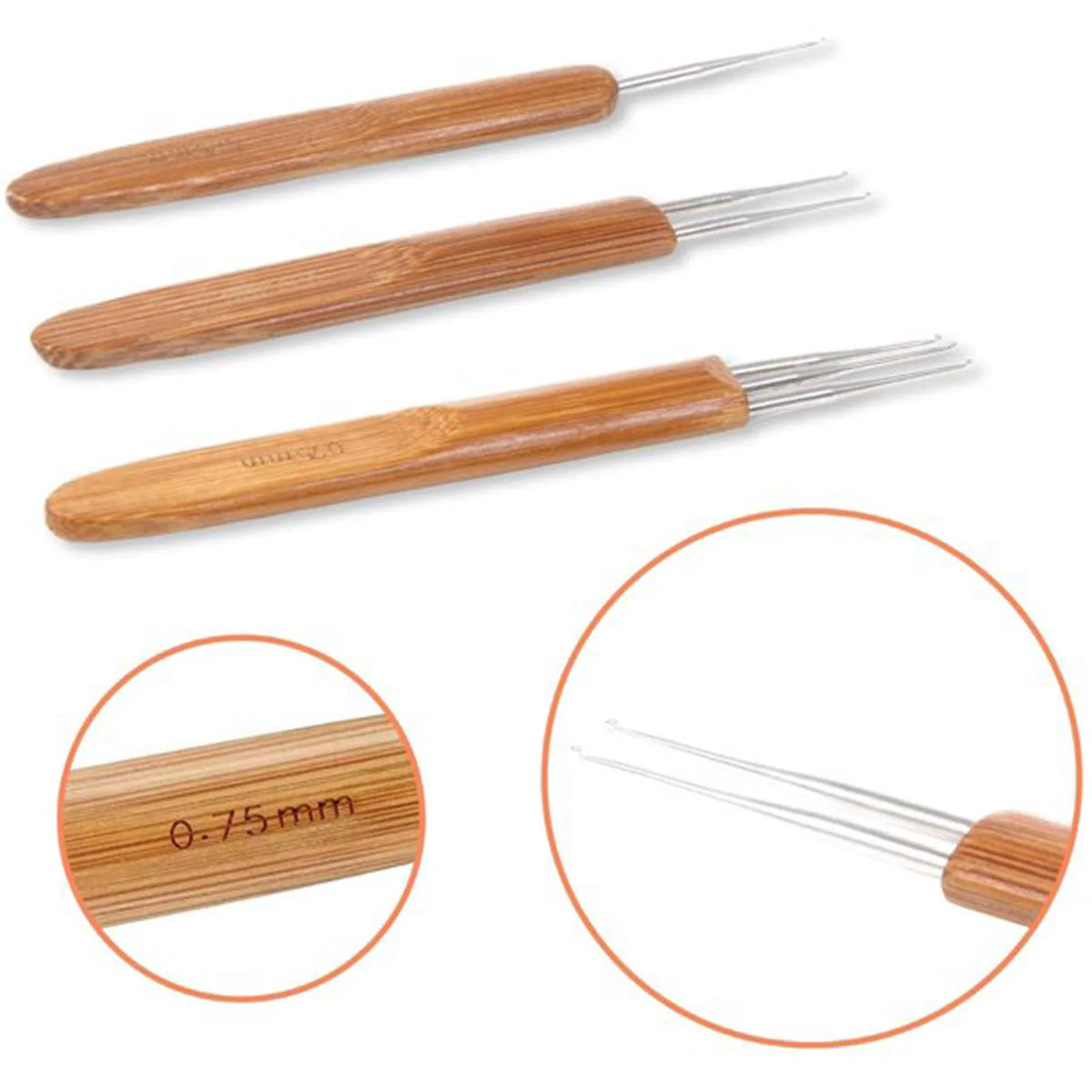 Dreadlock Crochet Hook Set 0.75mm – Wood Handle Hair Braiding Tool Hair Braiding Tool Babs