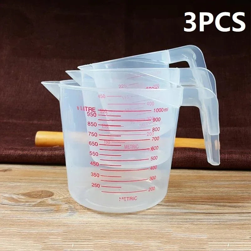 3-Piece Plastic Measuring Cups Set – 250, 500 & 1000ml Measuring Cup Set Babs