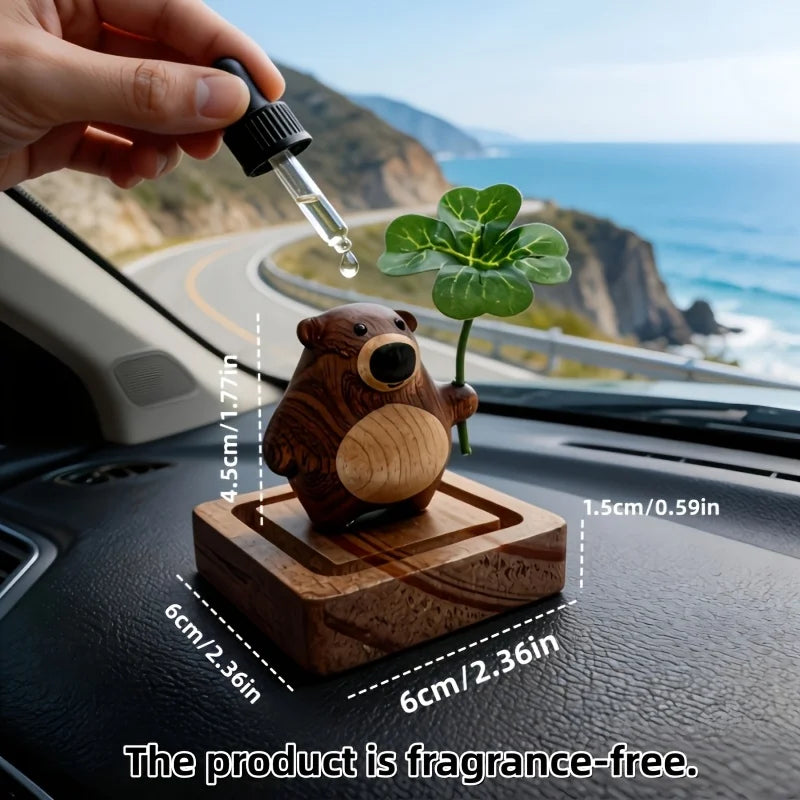 Cute Bear Wood Essential Oil Aroma Diffuser – Home & Car Decor Aroma Diffuser Ornament Babs