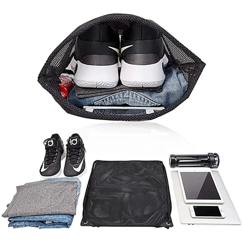 Drawstring Mesh Backpack – Gym, Sports & Beach Net Bag 40×45cm Mesh Drawstring Backpack Babs