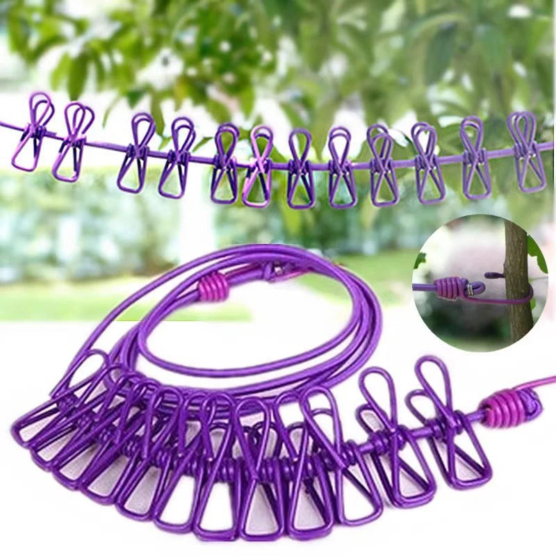 Portable Extendable Clothesline with 12 Clips – 10–19m Portable Clothesline Babs