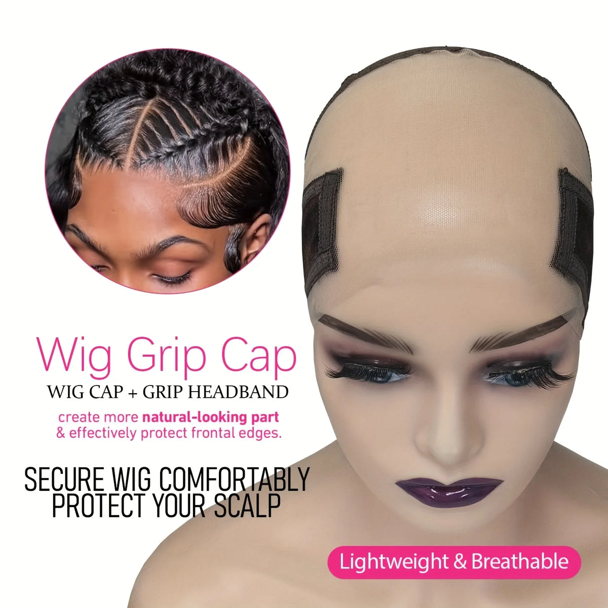 Ladies Lace Front Wig Cap – Non-Slip, Adjustable, Glue-Free Lace Front Wig Cap Babs