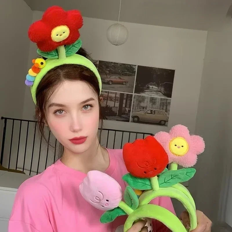 Cute Tulip & Caterpillar Plush Headband | Fun Hair Accessory Plush Headband Babs
