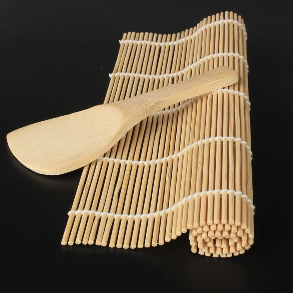 Bamboo Sushi Maker Kit – Rolling Mat & Rice Paddle Set Sushi Making Kit Babs