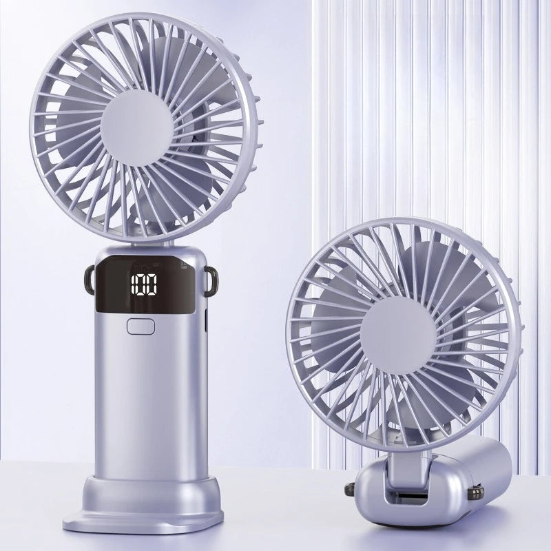 USB Rechargeable Foldable Mini Fan with Digital Display Handheld Mini Fan Babs