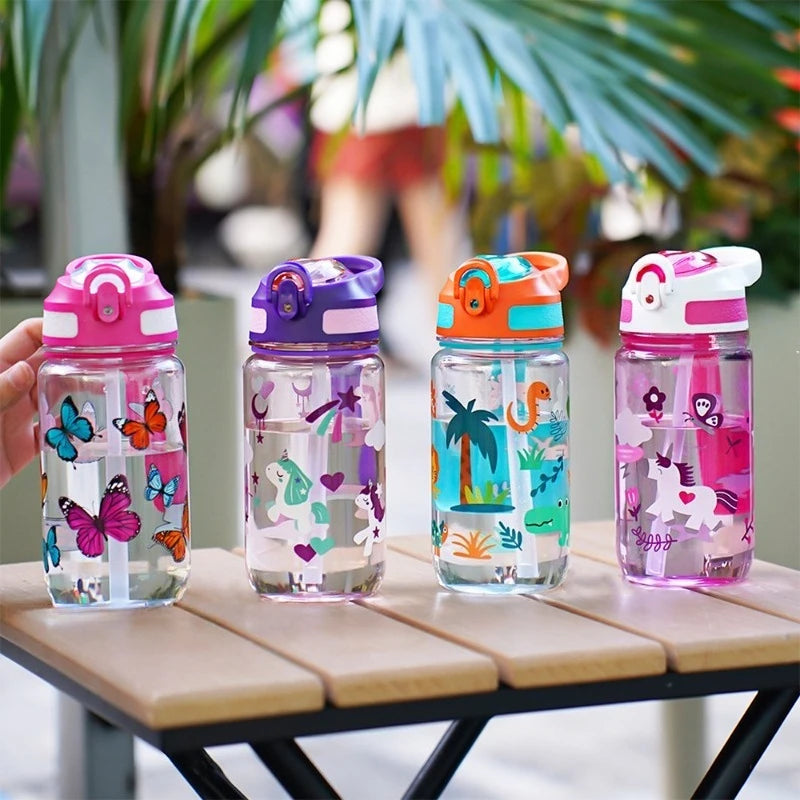 Kids Straw Water Bottle – Leakproof, BPA-Free with Carry Handle Kids Water Bottle Babs