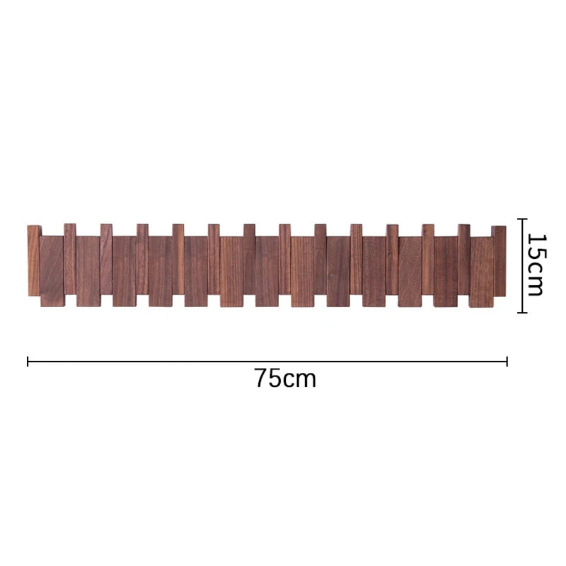 Piano Keys Solid Oak Wood Wall-Mounted Coat Rack – 6 Hooks Wall Coat Rack Babs Walnut-12 Hooks