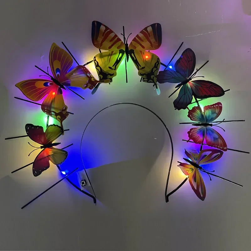 LED Flashing Butterfly Crown Headband – Glow Hair Accessory LED Glow Headband Babs