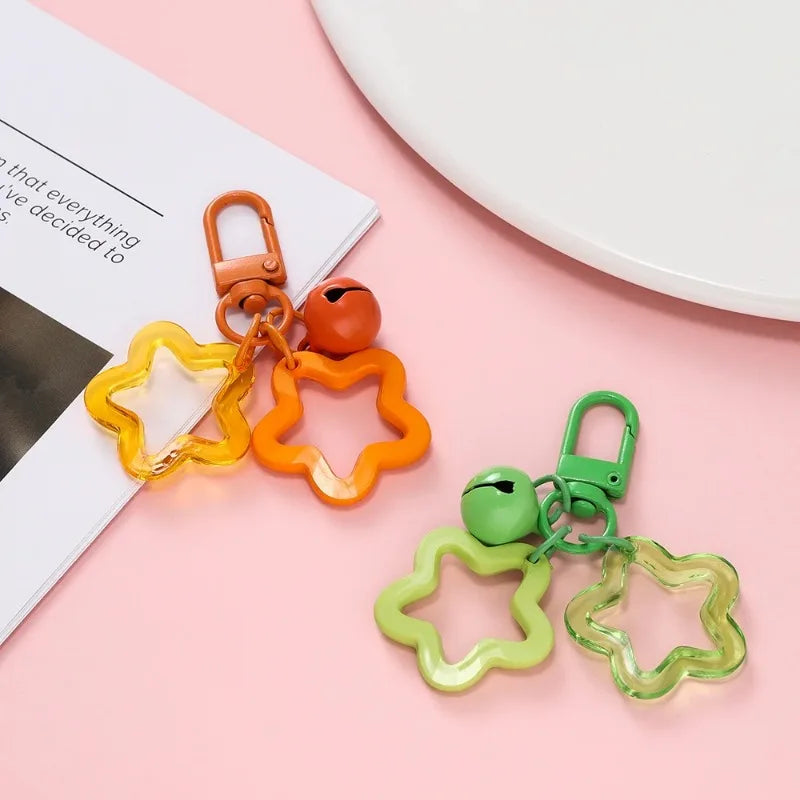 Hollow Star Charm Keychain with Bell & Acrylic Beads Charm Keychain Babs