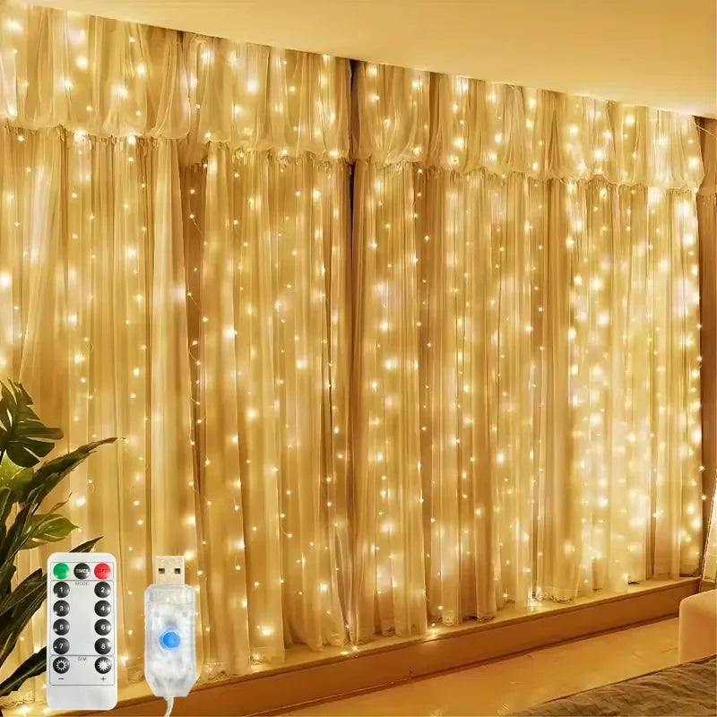 USB LED Fairy Curtain Light – Bedroom & Holiday Decoration LED Curtain Light Babs Warm 3Mx3M