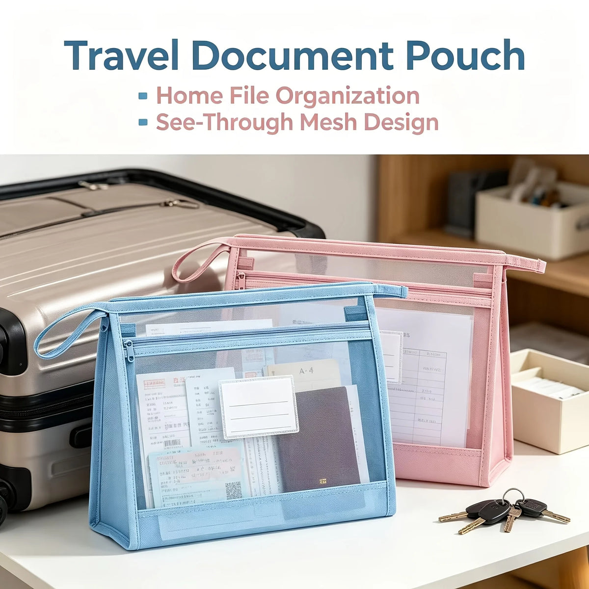 A4 Transparent Mesh Zipper File Bag – Large Document Pouch Document File Bag Babs