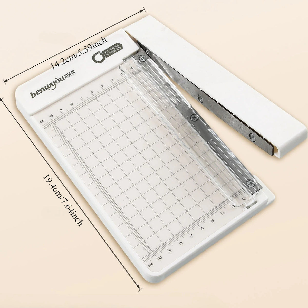 Manual Paper Cutter Push Trimmer with Scale Ruler | Portable Paper Trimmer Babs White