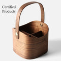 Retro Wood Storage Box Organizer with Handle – 45L, 6 Lattice Wood Storage Organizer Babs Short-Walnut