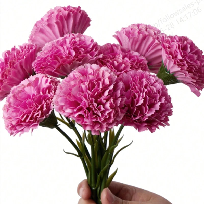 Silk Carnation Artificial Flowers 6/12 Stems – Wedding & Home Artificial Silk Flowers Babs Rose Red 12pcs