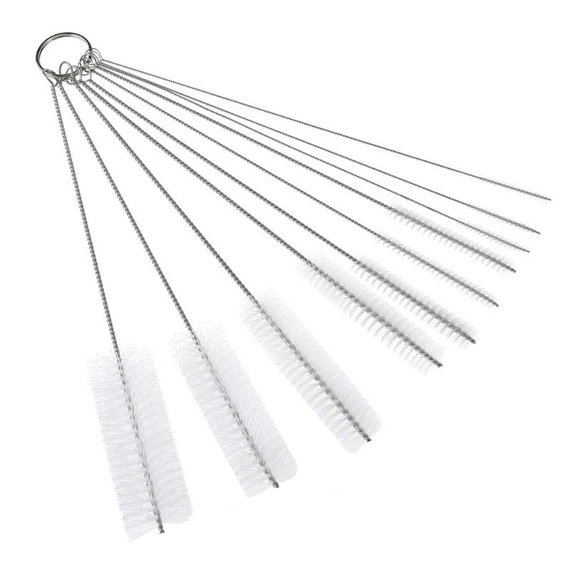 10-Piece Straw & Bottle Cleaning Brush Set – Stainless Steel Bottle Cleaning Brush Babs (1)-White-10PCS